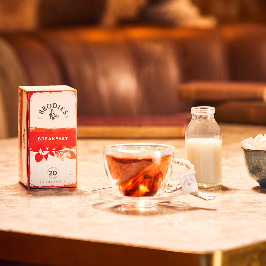 Teetasse, Teepackung, Milchflasche
