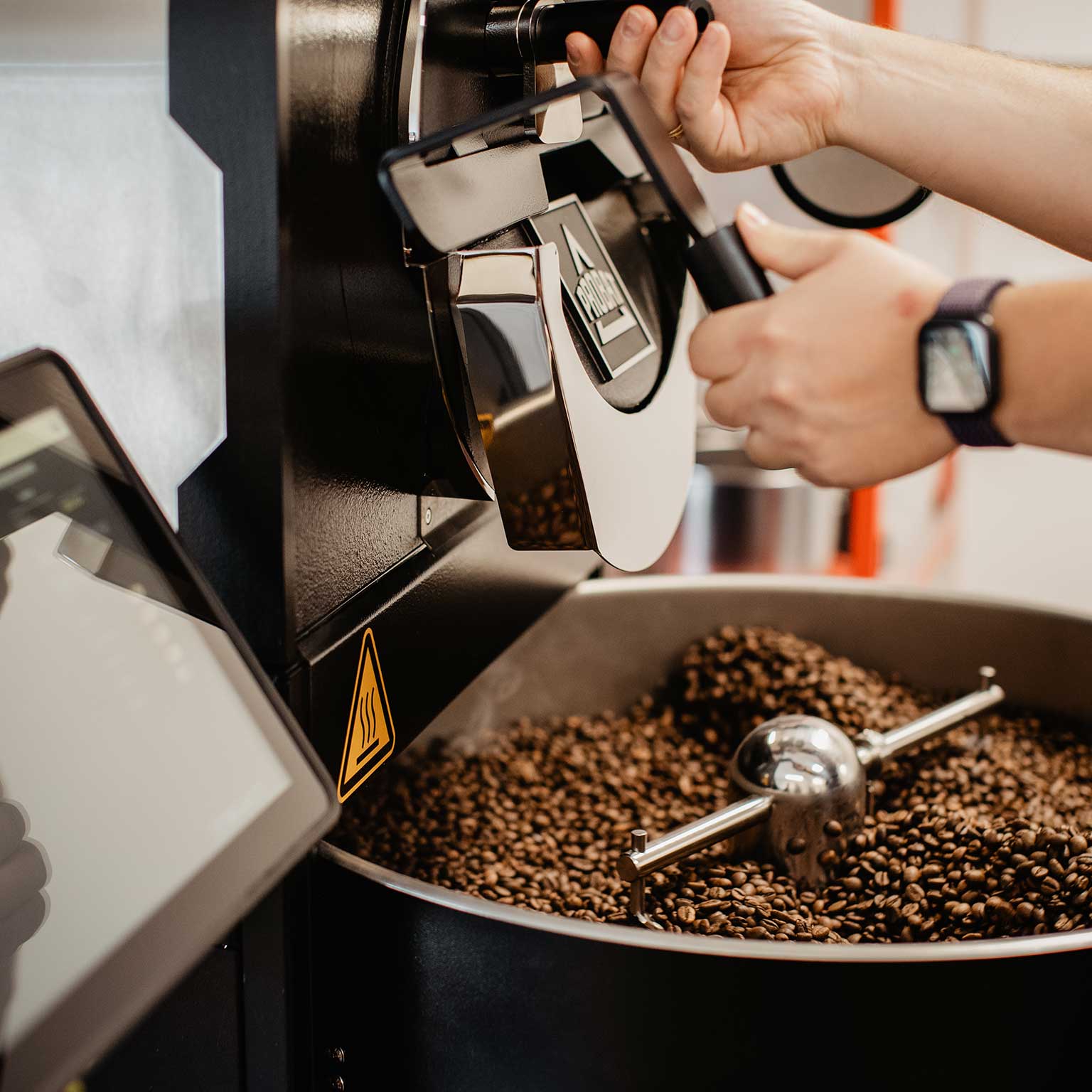 Rösttrommel mit Kaffeebohnen